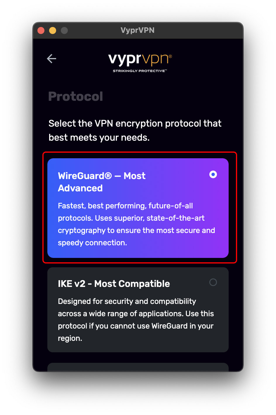 Protocols menu - Wireguard Highlighted.png