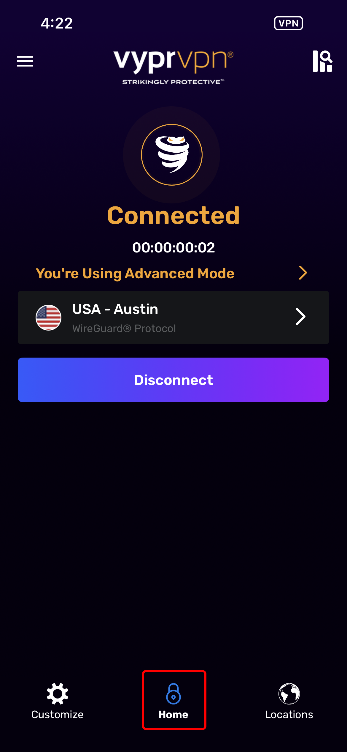 iOS - Home Screen - Connected (Home Highlighted).png
