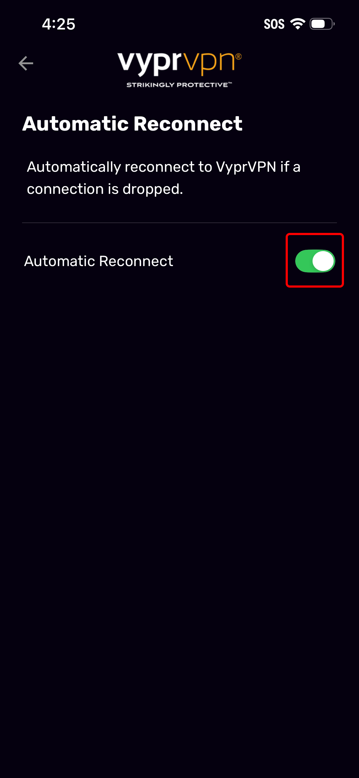 iOS - Automatic Reconnect (Toggle Switch Highlighted).png