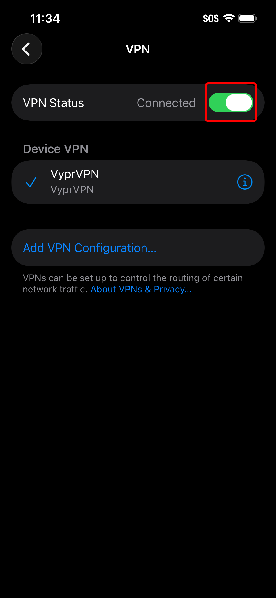 iOS - iOS VPN Menu - Connected (Toggle Highlighted).png